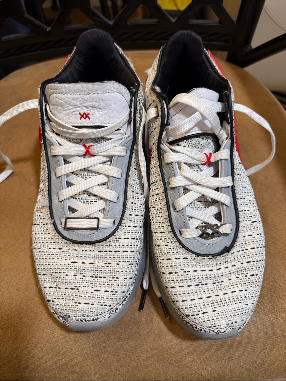 Nike LeBron 20XX White Knit Men's Sneakers with Red Accent